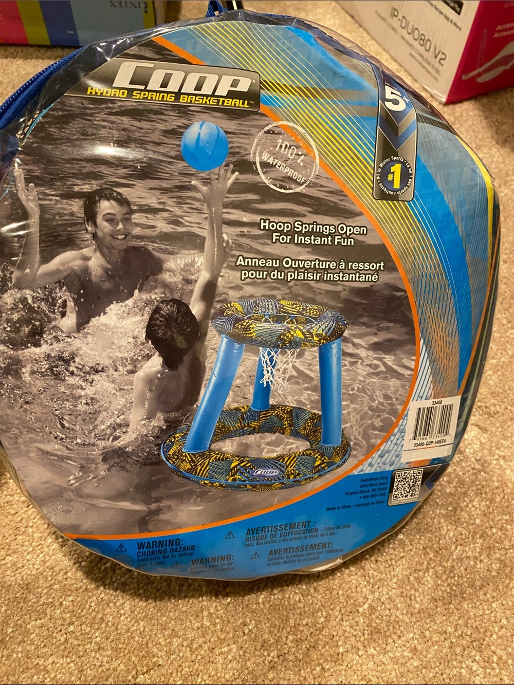 Inflatable Hoop Spring-Open Water Game – Blue/Yellow. NEW